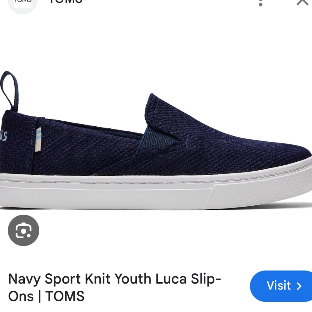 TOMS navy blue sport knit slip one, size kids 2
